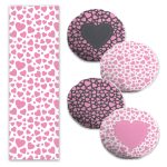 Pembe & Altın Varaklı Motifler Çizimli 4 Yuvarlak Kırlent Kılıfı ve 1 Runner Seti Realhomes