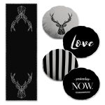 Yeşillik İçinde Flamingo Tasarımlı 4 Yuvarlak Kırlent Kılıfı ve 1 Runner Seti Realhomes