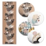 Yeşillik İçinde Flamingo Tasarımlı 4 Yuvarlak Kırlent Kılıfı ve 1 Runner Seti Realhomes