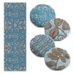 Bohem Çizimler Tasarımlı 4 Yuvarlak Kırlent Kılıfı ve 1 Runner Seti Realhomes