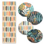 Mavi Damask Tasarımlı 4 Yuvarlak Kırlent Kılıfı ve 1 Runner Seti Realhomes