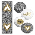 Siyah Altın Varaklı Mermer Motifli 4 Yuvarlak Kırlent Kılıfı ve 1 Runner Seti Realhomes