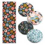 Siyah Altın Varaklı Mermer Motifli 4 Yuvarlak Kırlent Kılıfı ve 1 Runner Seti Realhomes