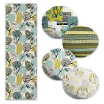 Renkli Tropik Yaprak Tasarımlı 4 Yuvarlak Kırlent Kılıfı ve 1 Runner Seti Realhomes