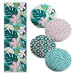 Soyut Renk Temalı 4 Yuvarlak Kırlent Kılıfı ve 1 Runner Seti Realhomes