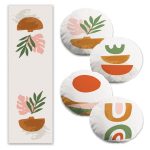 Mavi & Pembe Renkli 4 Yuvarlak Kırlent Kılıfı ve 1 Runner Seti Realhomes