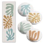 Gül ve Papatya Motifli 4 Yuvarlak Kırlent Kılıfı ve 1 Runner Seti Realhomes