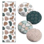 Renkli Egzotik Yaprak Tasarımlı 4 Yuvarlak Kırlent Kılıfı ve 1 Runner Seti Realhomes