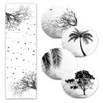 Siyah Beyaz Çizgi Zeminli Aşk Temalı 4 Yuvarlak Kırlent Kılıfı ve 1 Runner Seti Realhomes