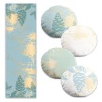 Üçgen Geometrik Şekiller 4 Yuvarlak Kırlent Kılıfı ve 1 Runner Seti Realhomes