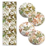 Gri Zeminli Gül Motifli 4 Yuvarlak Kırlent Kılıfı ve 1 Runner Seti Realhomes