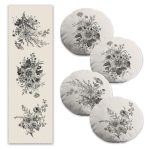 Suluboya Çizimli Karahindiba Tasarımlı 4 Yuvarlak Kırlent Kılıfı ve 1 Runner Seti Realhomes