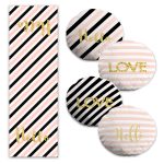 Renkli Zigzag Motifli Aşk Temalı 4 Yuvarlak Kırlent Kılıfı ve 1 Runner Seti Realhomes