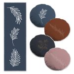 Beyaz Zemin Altın Varaklı Yaprak Tasarımlı 4 Yuvarlak Kırlent Kılıfı ve 1 Runner Seti Realhomes