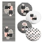 Beyaz Zemin Ortanca Çiçeği Motifli 4 Yuvarlak Kırlent Kılıfı ve 1 Runner Seti Realhomes