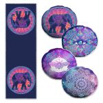 Pembe & Beyaz Altın Varaklı Love Temalı 4 Yuvarlak Kırlent Kılıfı ve 1 Runner Seti Realhomes