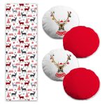 Mery Christmas Yılbaşı Tasarımlı 4 Yuvarlak Kırlent Kılıfı ve 1 Runner Seti Realhomes