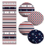 Lacivert & Gri Denizçi Temalı Özel Tasarım 4 Yuvarlak Kırlent Kılıfı ve 1 Runner Seti Realhomes