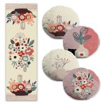 Aşk Temalı Gold Detaylı 4 Yuvarlak Kırlent Kılıfı ve Runner Seti Realhomes