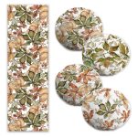 Soyut Renkli Gül Motifli 4 Yuvarlak Kırlent Kılıfı ve Runner Seti Realhomes