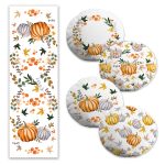 Soyut Renkli Gül Motifli 4 Yuvarlak Kırlent Kılıfı ve Runner Seti Realhomes