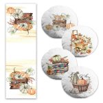 Yılbaşı Temalı Ekose Çam Ağaç Tasarımlı 4 Yuvarlak Kırlent Kılıfı ve Runner Seti Realhomes