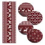 Siyah Ekose Kabak Ayçiçeği Motifli 4 Yuvarlak Kırlent Kılıfı ve Runner Seti Realhomes