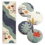 Lacivert Denizci Desenli Çapa & Dümen Tasarımlı 4 Yuvarlak Kırlent 1 Runner Seti Realhomes