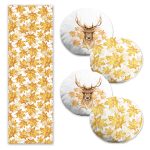 Sonbahar Temalı Kabak Motifli 4 Yuvarlak Kırlent Kılıfı ve Runner Seti Realhomes