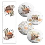 Sonbahar Temalı Yaprak Tasarımlı 4 Yuvarlak Kırlent 1 Runner Seti Realhomes