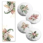 Mavi & Beyaz Gül Özel Tasarım 4 Yuvarlak Kırlent 1 Runner Seti Realhomes