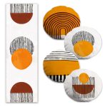 Zürafa Özel Tasarımlı 4 Yuvarlak Kırlent 1 Runner Seti Realhomes