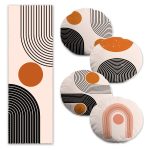 Kumlama Zemin Kaktüs Motifli Dijital Baskılı 4 Yuvarlak Kırlent 1 Runner Seti Realhomes