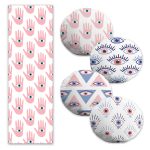 Mor Mermer Tasarımlı 4 Yuvarlak Kırlent Kılıfı ve 1 Runner Seti Realhomes