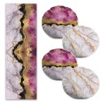 Fatıma'nın Eli & Göz Tasarımlı Dijital Baskılı 4 Yuvarlak Kırlent 1 Runner Seti Realhomes