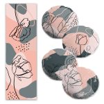 Kahve Tonlarında Portre Tasarımlı 4 Yuvarlak Kırlent Kılıfı ve 1 Runner Seti Realhomes