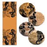 Soyut Renkli Gül Çizimleri 4 Yuvarlak Kırlent Kılıfı ve 1 Runner Seti Realhomes