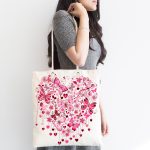Kalp Desenli Dijital Baskılı Kumaş Plaj Çantası Realhomes