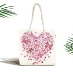 Kalp Desenli Dijital Baskılı Kumaş Plaj Çantası Realhomes