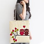 Baykuş Temalı Dijital Baskılı Kumaş Plaj Çantası Realhomes