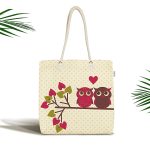 Baykuş Temalı Dijital Baskılı Kumaş Plaj Çantası Realhomes