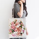 Çiçek Desenli Dijital Baskılı Kumaş Plaj Çantası Realhomes