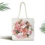 Çiçek Desenli Dijital Baskılı Kumaş Plaj Çantası Realhomes