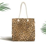 Leopar Desenli Dijital Baskılı Kumaş Plaj Çantası Realhomes