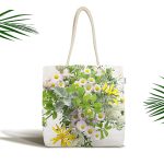 Gül Ve Yapraklar Dijital Baskılı Kumaş Plaj Çantası Realhomes