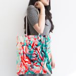 Kırmızı Mavi Duman Desenli Dijital Baskılı Kumaş Plaj Çantası Realhomes