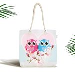 - Canta-143 - Realhomes Realhomes Modern Baykuş Resimli Dijital Baskılı Kumaş Plaj Çantası Realhomes