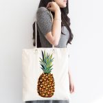 Ananas Desenli Dijital Baskılı Kumaş Plaj Çantası Realhomes