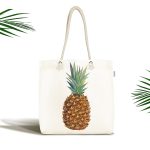 Ananas Desenli Dijital Baskılı Kumaş Plaj Çantası Realhomes