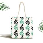 - Canta-2077 - Realhomes Renkli Yaprak Motifli Dijital Baskılı Kumaş Plaj Çantası Realhomes